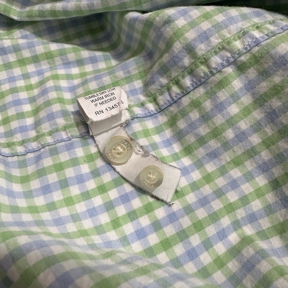 Vineyard Vines Whale Button Down Long Sleeve Shirt Check Blue Green White Mens M - Picture 8 of 9